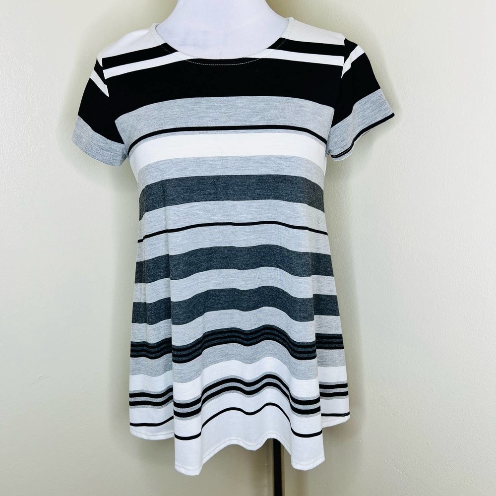 Striped Black and Gray Women's Tunic Top